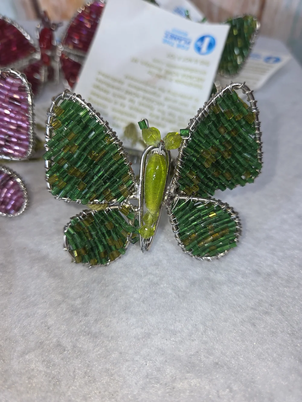 10 Arcadia Home Butterfly Beaded Napkin Ring Holders